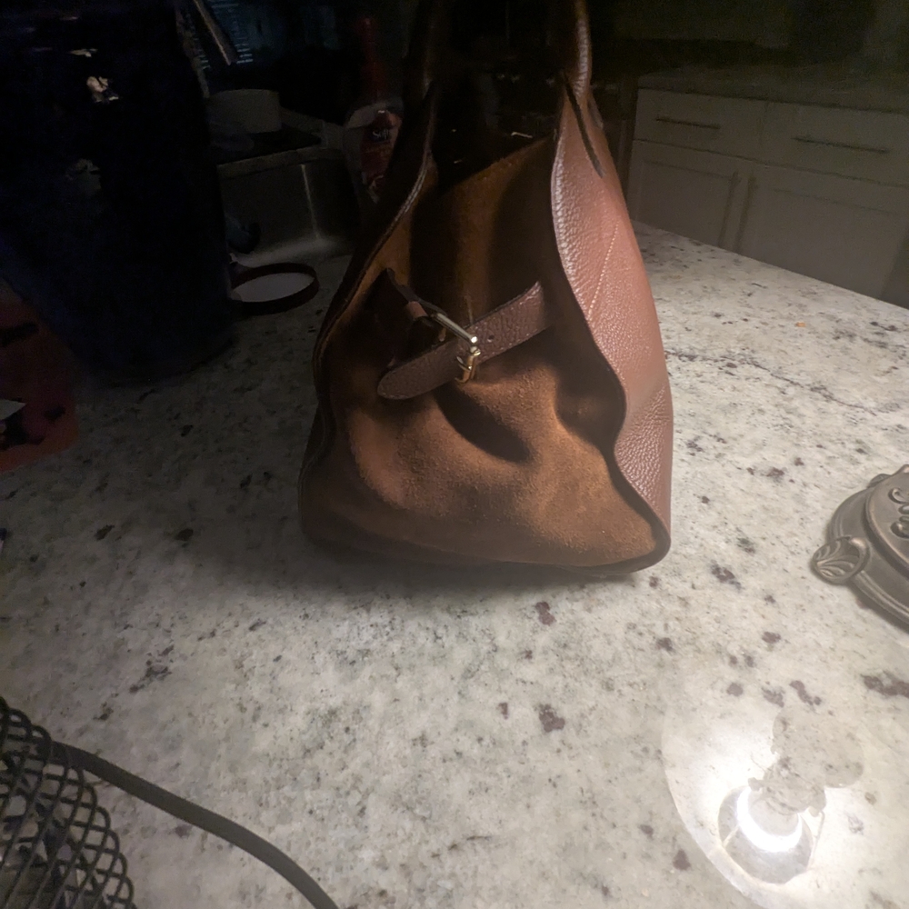 Brown Leather Satchel with Classic Dome Shape - Picture 4 of 9
